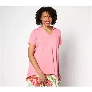 BEAUTIFUL by Lawrence Zarian Regular Hi-Low Tunic with Pleating Pink Apricot,5X
